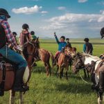 Riding a horse in Mongolia